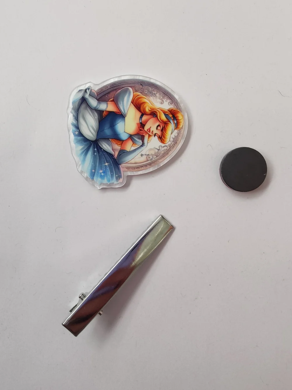 Custom Handmade Character Magnet or Hair Clip- Cinderella